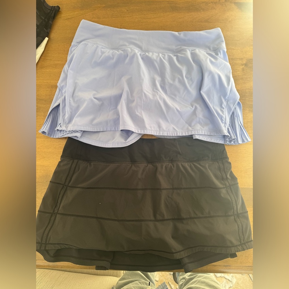 Lululemon 2 pair of women’s shorts size 10, lined. Light Blue and Black.